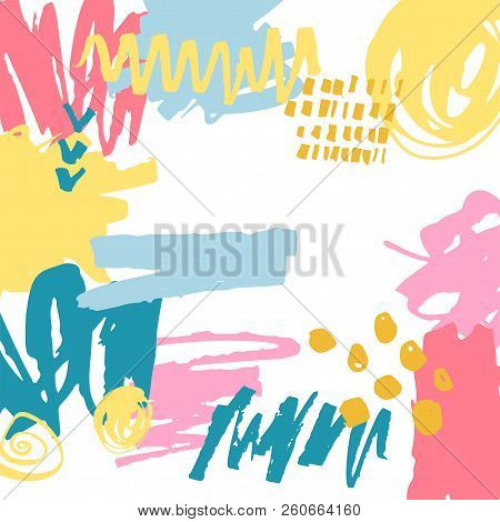 Frame With Hand Drawn Stains. Vector Illustration. Template For Greetins, Holidays, Web, Invitation