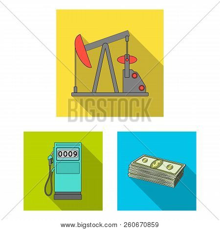 Oil Industry Flat Icons In Set Collection For Design. Equipment And Oil Production Vector Symbol Sto