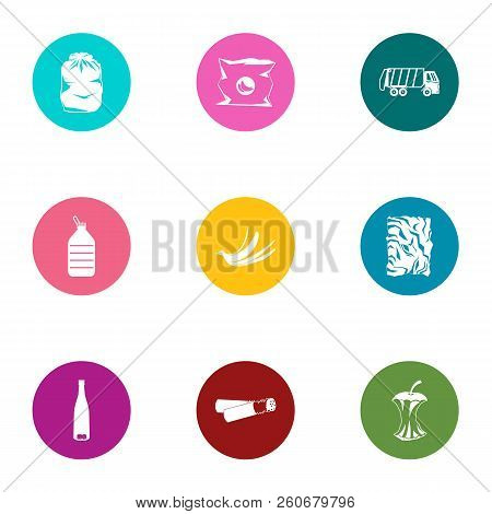 Debris Icons Set. Flat Set Of 9 Debris Vector Icons For Web Isolated On White Background
