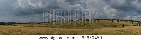 Hot Summer Meadows Near Prebuz Town Before Storm