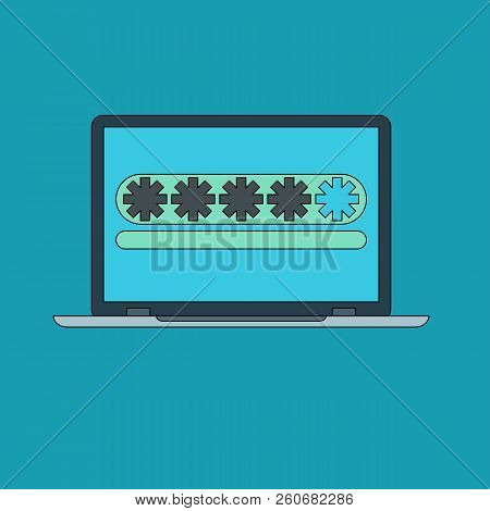Password Security Vector Icon. Concept Protection Of User Data. Password Lock In Flat Style. Compute