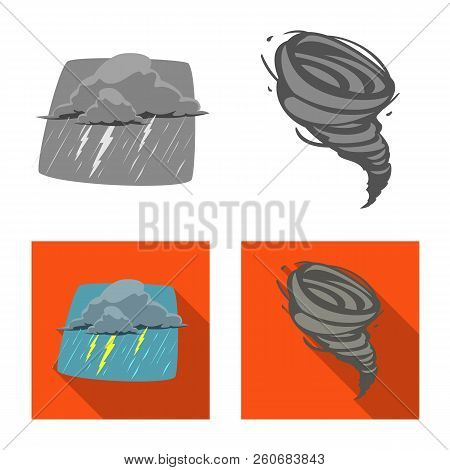 Vector Illustration Of Weather And Climate Sign. Set Of Weather And Cloud Vector Icon For Stock.