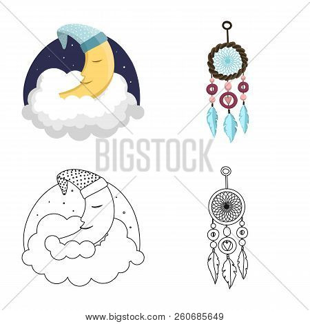 Vector Illustration Of Dreams And Night Symbol. Set Of Dreams And Bedroom Stock Vector Illustration.