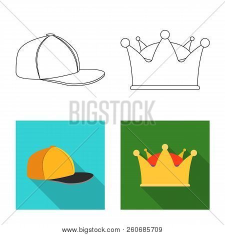 Isolated Object Of Headgear And Cap Logo. Collection Of Headgear And Accessory Stock Vector Illustra