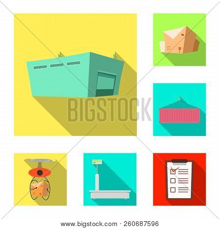 Vector Illustration Of Goods And Cargo Sign. Set Of Goods And Warehouse Vector Icon For Stock.