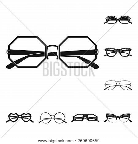 Vector Illustration Of Glasses And Sunglasses Sign. Set Of Glasses And Accessory Vector Icon For Sto