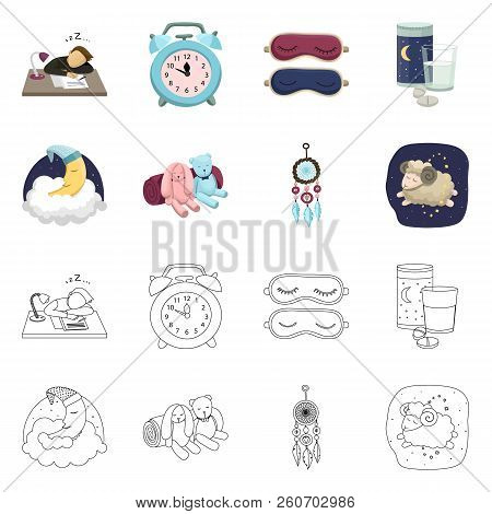 Vector Design Of Dreams And Night Sign. Collection Of Dreams And Bedroom Stock Vector Illustration.