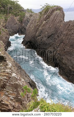 Kaminariiwa Rock And Ranboya Gorge In Goishi Coast, Ofunato, Iwate, Japan