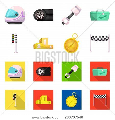 Vector Illustration Of Car And Rally Symbol. Set Of Car And Race Stock Vector Illustration.