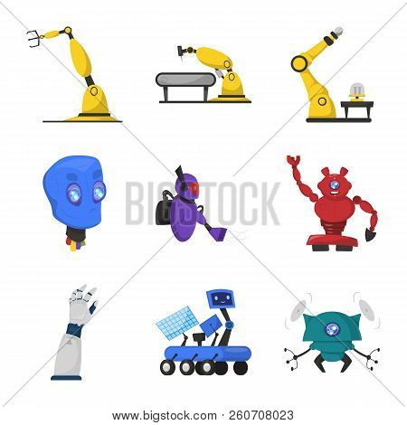Vector Illustration Of Robot And Factory Icon. Collection Of Robot And Space Stock Vector Illustrati