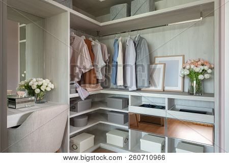 Wooden Wardrobe With Set Of Clothes