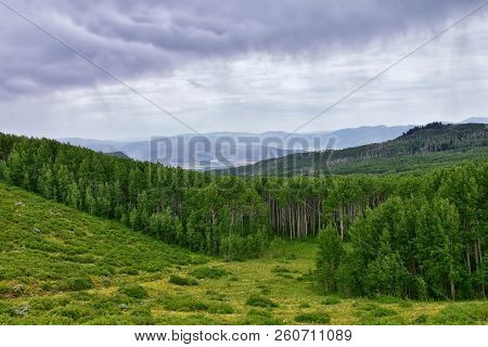 Guardsman Pass Views Of Panoramic Landscape Of The Pass, Midway And Heber Valley Along The Wasatch F