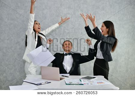 Business Concepts. Businessman Is Working In Office. Business People Work Happily And Relax. Busines