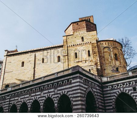 Santo Stefano Romanesque Church On A Hill Overlooking The Central Via Xx Settembre In Genoa Italy