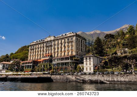 Tremezzo, Italy - April 23, 2017: View At Grand Hotel Tremezzo On Lake Como In Italy. It Is Aluxury 