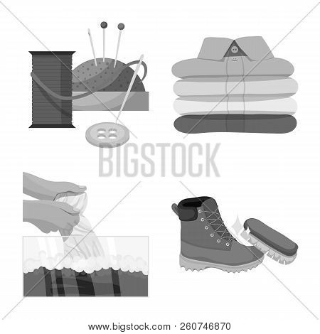 Vector Design Of Laundry And Clean Logo. Set Of Laundry And Clothes Stock Vector Illustration.