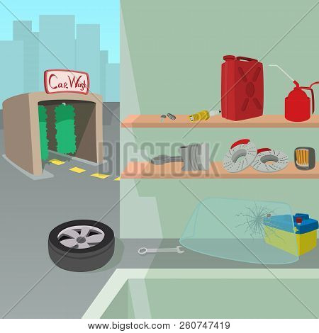 Car Repair Service Concept Set. Cartoon Illustration Of Car Repair Service Concept For Web
