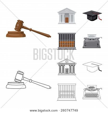 Isolated Object Of Law And Lawyer Icon. Set Of Law And Justice Vector Icon For Stock.