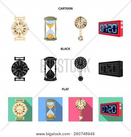 Vector Design Of Clock And Time Sign. Set Of Clock And Circle Stock Vector Illustration.