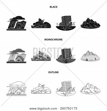 Vector Illustration Of Natural And Disaster Icon. Collection Of Natural And Risk Vector Icon For Sto