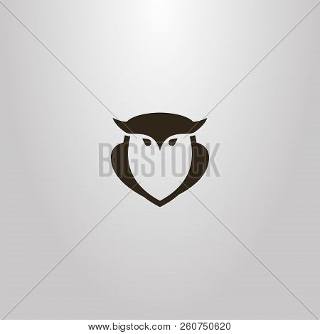 Black And White Simple Vector Outline Sign Of Owl Bird Shape