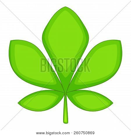 Five Lobes Green Leaf Icon. Cartoon Illustration Of Five Lobes Green Leaf Icon For Web