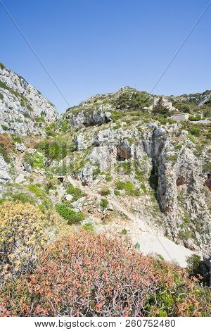 Apulia, Leuca, Italy, Grotto Of Ciolo - Hiking In The Mountains At Grotto Ciolo