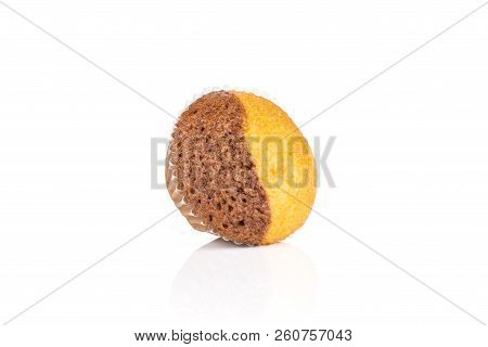 One Whole Sweet Fresh Baked Marble Muffin Isolated On White Background