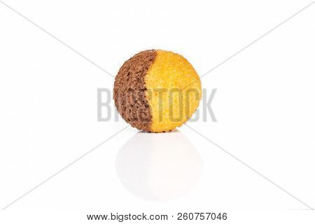 One Whole Fresh Baked Marble Muffin Isolated On White Background