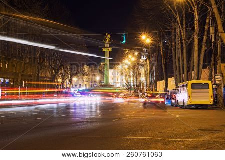Traffic Flow On The Street Shota Rustaveli In Tbilisi
