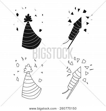 Vector Design Of Party And Birthday Icon. Set Of Party And Celebration Vector Icon For Stock.