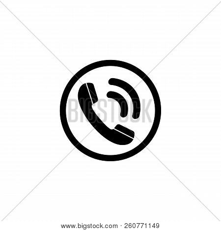 Phone Icon, Sign. Handset. Vector Illustration. Flat Design. Black, Grey On White Background.