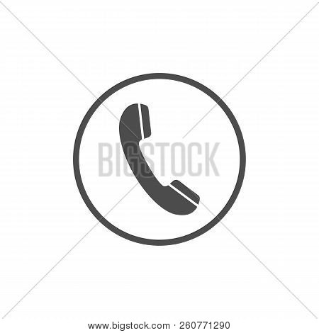 Phone Icon, Sign. Handset. Vector Illustration. Flat Design. Black, Grey On White Background.