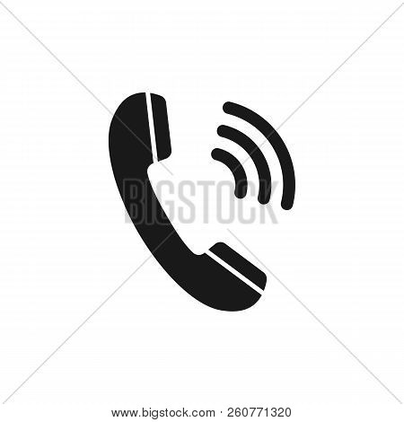 Phone Icon, Sign. Handset. Vector Illustration. Flat Design. Black, Grey On White Background.