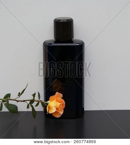 Eau De Toilette, Large Perfume Bottle Decorated With An English Rose