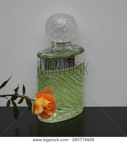 Fragrance For Ladies, Large Perfume Bottle Decorated With An English Rose
