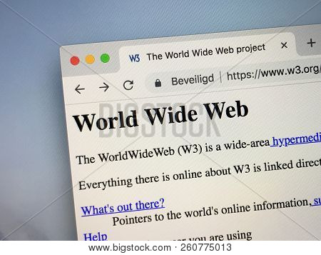 Amsterdam, Netherlands - September 30, 2018: Website Of W3.org, The First Web Internet Page Ever And