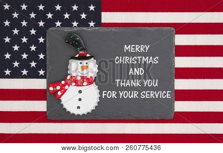 United States Of America Military Holiday Message, United States Of America Flag With A Black Chalkb