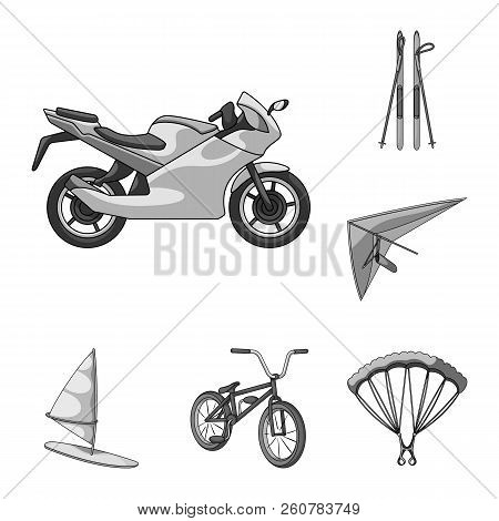 Extreme Sport Monochrome Icons In Set Collection For Design.different Kinds Of Sports Vector Symbol 