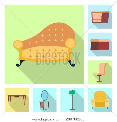 Vector Illustration Of Furniture And Apartment Logo. Set Of Furniture And Home Vector Icon For Stock