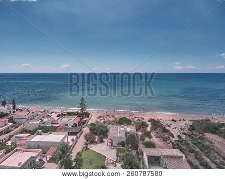 Aerial View Of Granelli Beach, A Sicilian Seaside Place