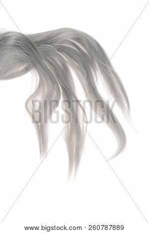 Piece Of Grey Weft Hair On A White Background