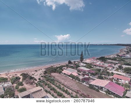 Aerial View Of Granelli Beach, A Sicilian Seaside Place