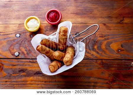 Venezuelan Tequenos. Latin American Venezuelan Colombian Cheese Tequenos Made Of Fried Corn Filled W