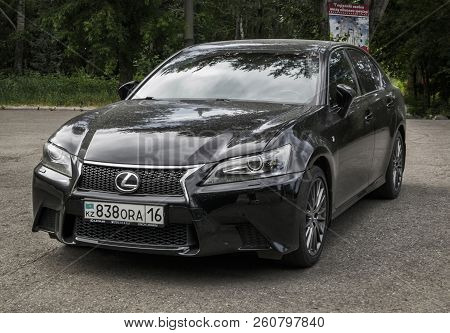 Kazakhstan, Ust-kamenogorsk, June 24, 2018: Lexus Gs. Black Car. Parked Car. Japanese