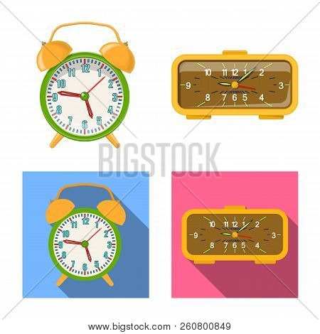 Vector Design Of Clock And Time Symbol. Set Of Clock And Circle Stock Vector Illustration.