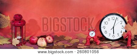 Daylight Saving Time. Wall Clock Going To Winter Time.
