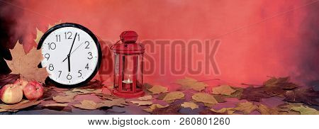 Daylight Saving Time. Wall Clock Going To Winter Time.