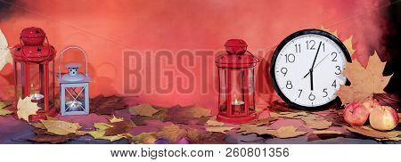Daylight Saving Time. Wall Clock Going To Winter Time.