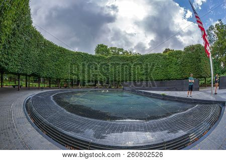 Washington Dc, Usa - August 31, 2018: The Korean War Veterans Memorial That Commemorates Those Who S